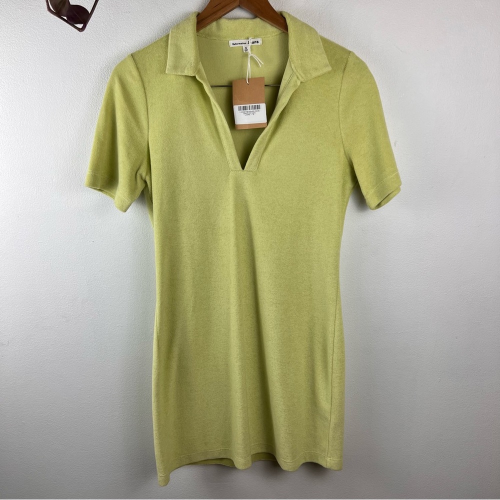 Reformation Steffi Terrycloth Dress in Lime